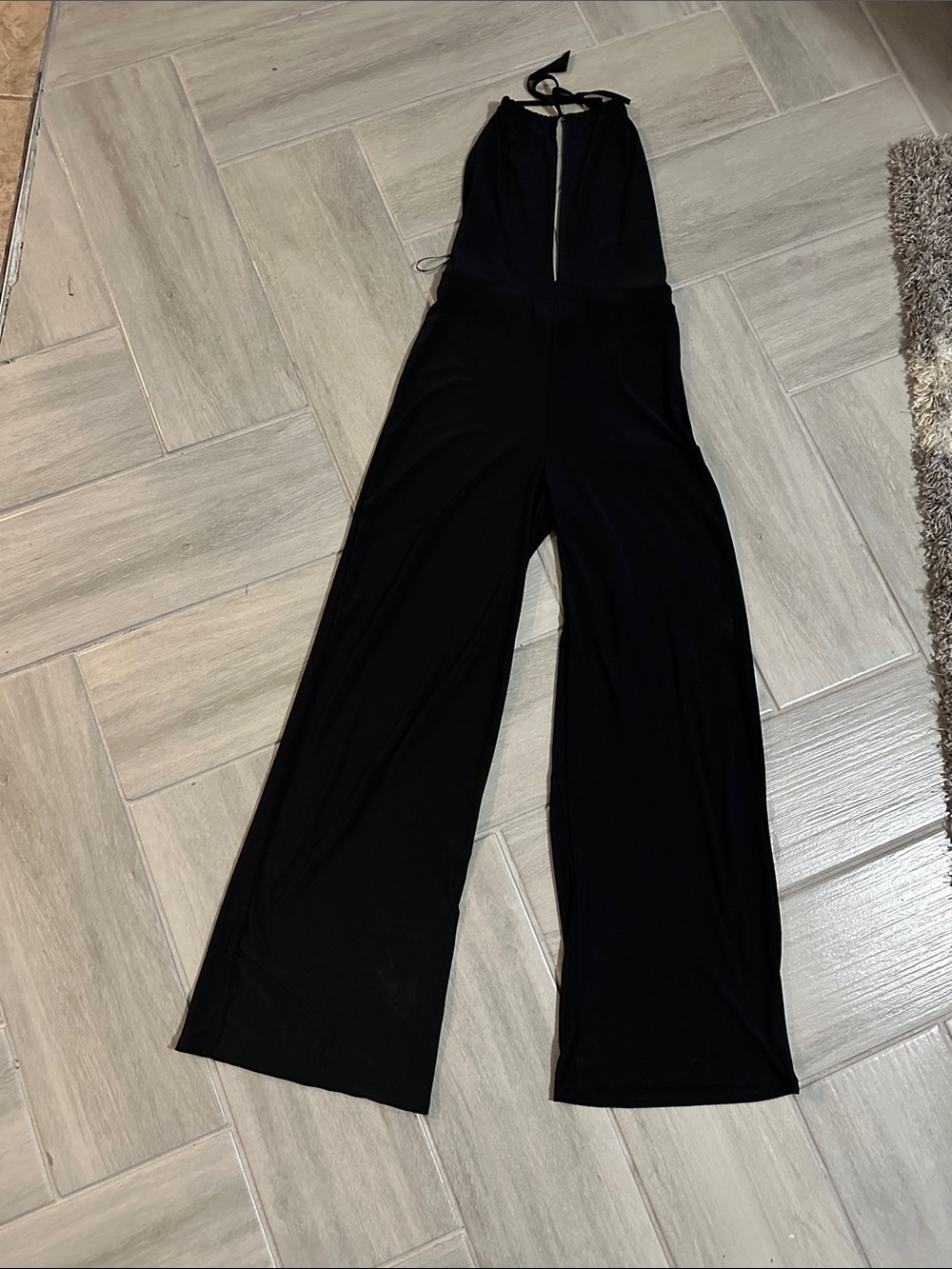 Pull&Bear Black Halter Wide-Leg Jumpsuit